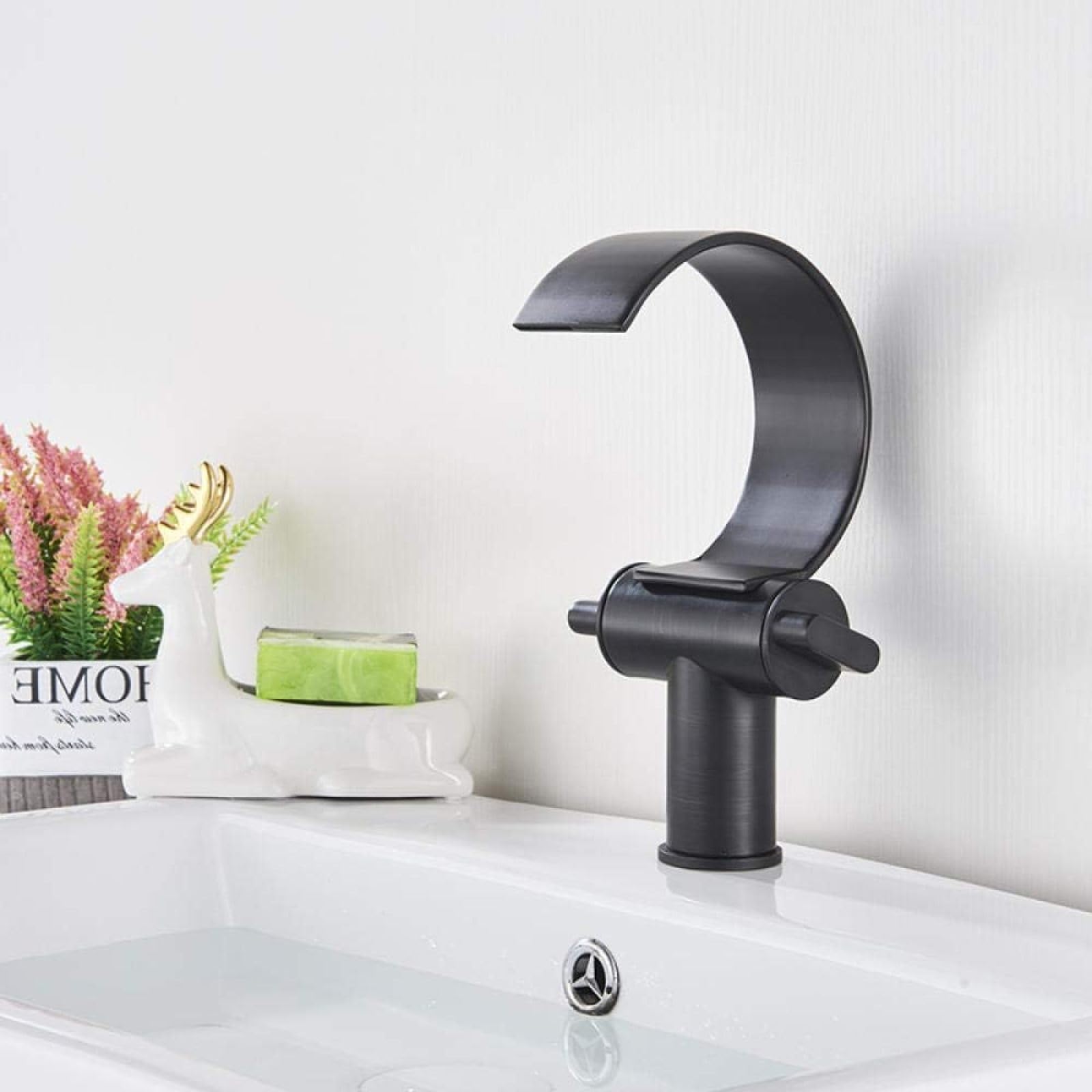 Moderno quadrato ORB ottone cascata bagno lavabo lavabo miscelatore rubinetto