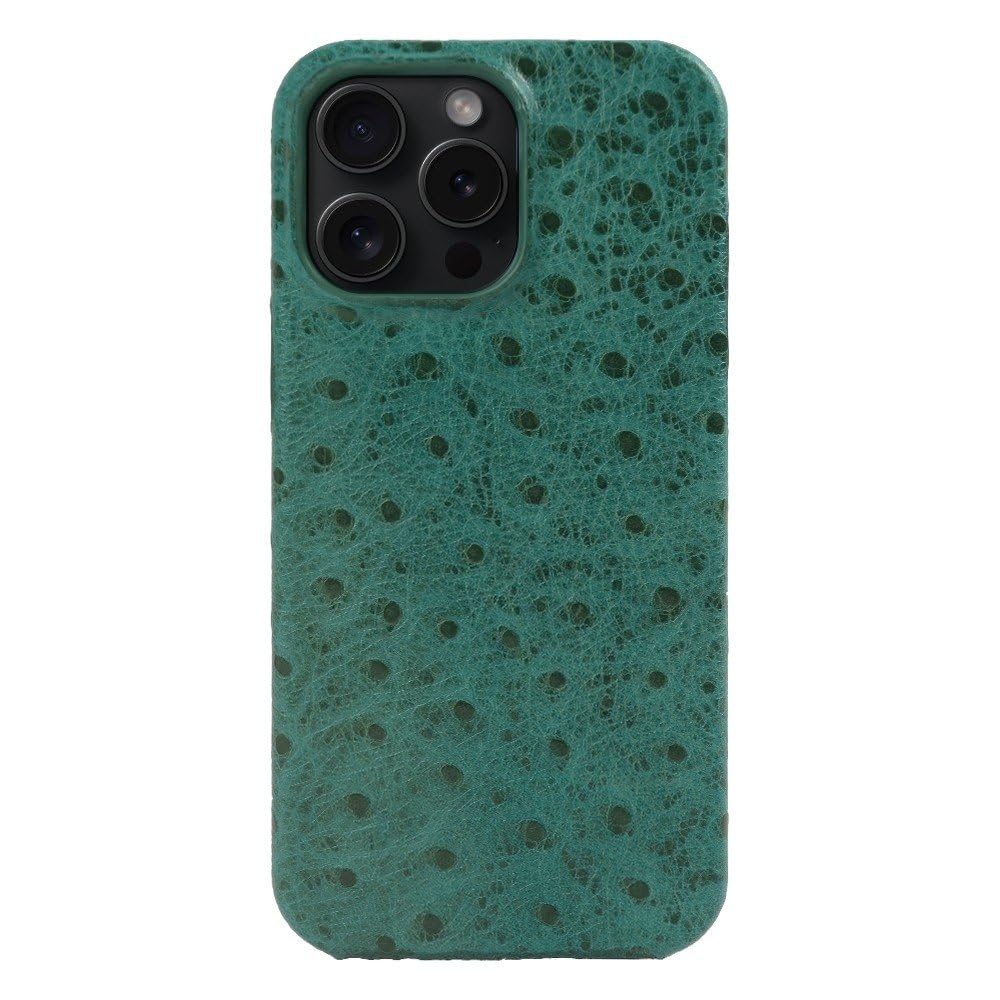 Funda de Piel con Estampado de Avestruz para iPhone 17, 16 Pro MAX, 15 Pro, 14, 13, 12, 11 XR, XSMAX, SE, Carcasa Trasera de Lujo, Color Verde, para iPhone 15 Pro