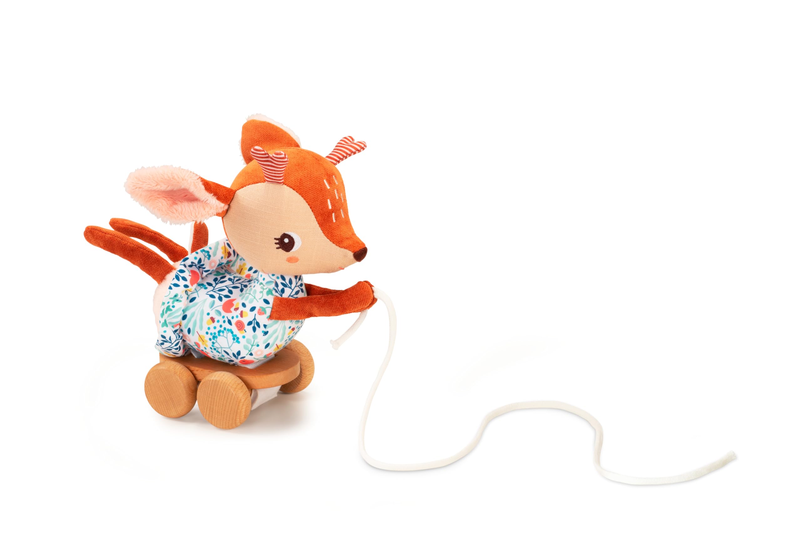 Lilliputiens – Jouet à Tirer Stella Le Faon – Compagnon idéal pour Les Premiers Pas de bébé – Jouet d'éveil sonore et Tactile avec Tete tintante et Roues Mobiles – Dès 12 Mois – 83328