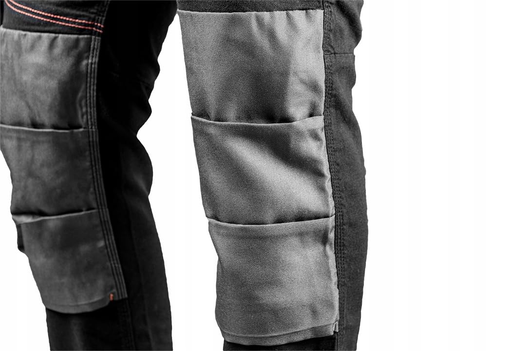 NEO TOOLS HD Slim Arbeitshose - Robuste, Moderne Stretch-Arbeitshose mit Kniepolstertaschen, reflektierenden Zonen, XS-3XL, Oxford-Verstärkungen & Baumwollgürtel, für Profis