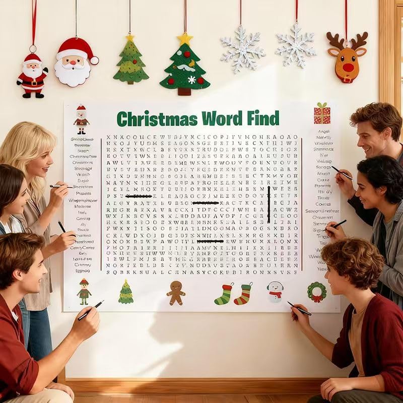 2-Pack Jumbo Christmas Word Search Posters – Giant 36"x24" Holiday Wall Games for Families, Fun Christmas Activity Posters for Kids & Adults, Large Festive Party Game Decorations - Image 7