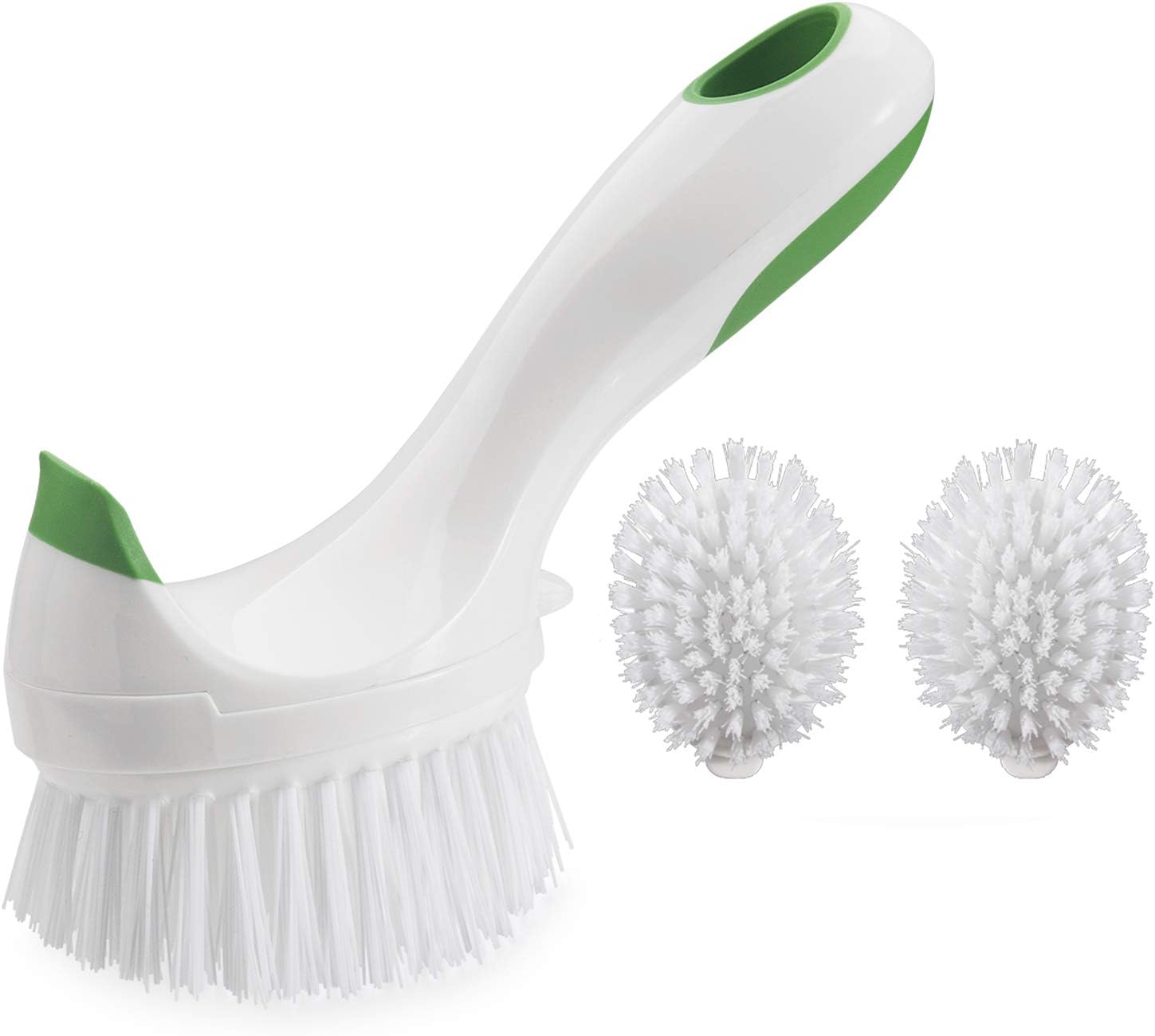 Amazer Dish Brush with 3 Replacement Heads, Kitchen Dish Scrub Brush with Handle, Dish Washing Scrubber for Sink Pot Pan Plate Dishes Cleaning