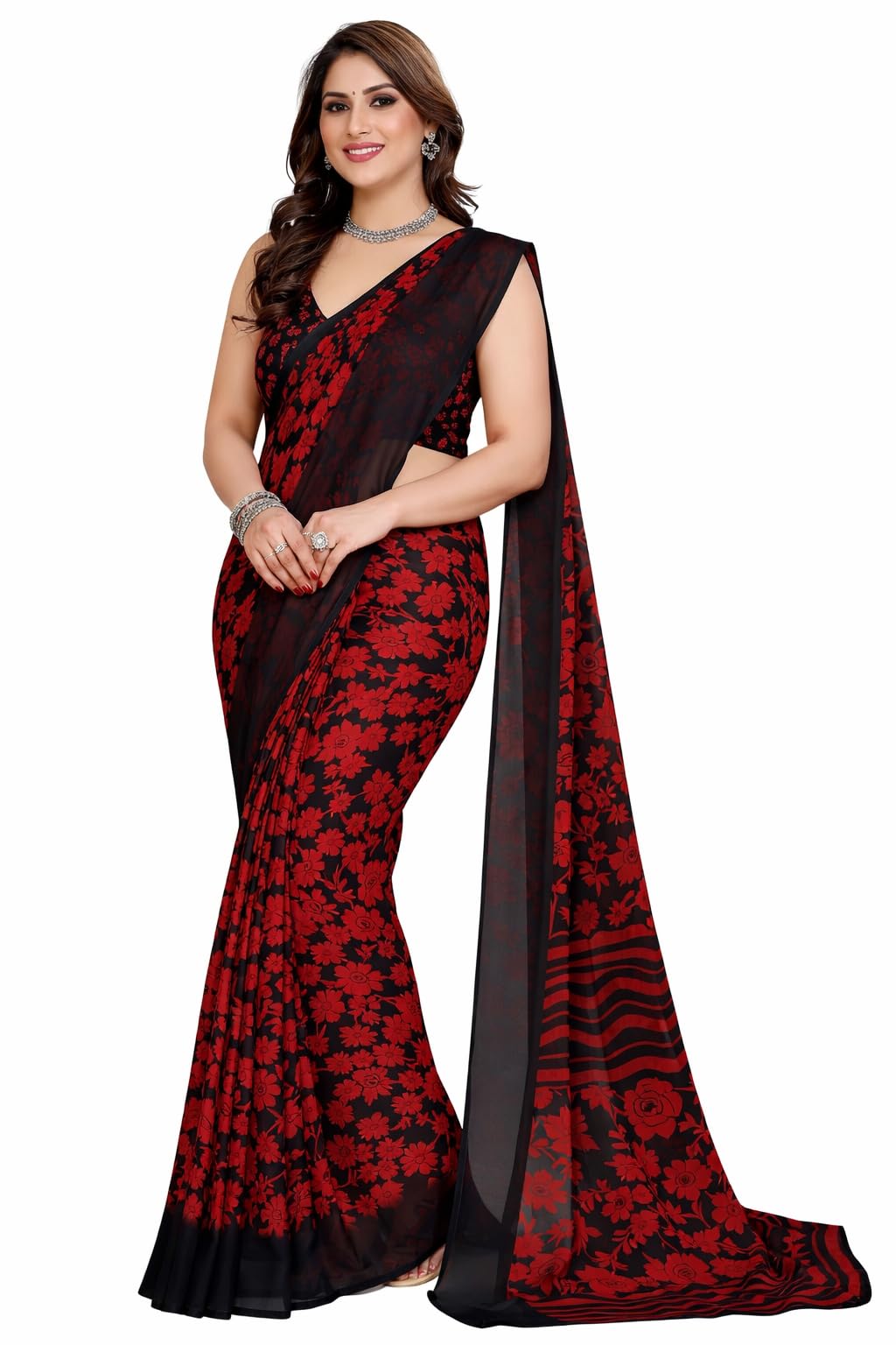 yashika Women's Georgette Saree with Blouse Piece for Traditional Ethinic Wear Sari-picture-12