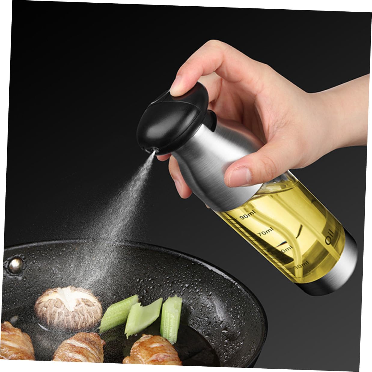 Aceitera Pulverizadora de Acero Inoxidable con Botella y Brocha para Cocina Dispensador de Aceite y Vinagre para Barbacoas Restaurantes y Uso Doméstico