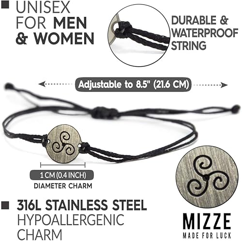 Miniatura 2 de Good Luck Stainless Steel Charms on Black Double Cord Adjustable Bracelet for Men Women Jewelry Waterproof Hypoallergenic