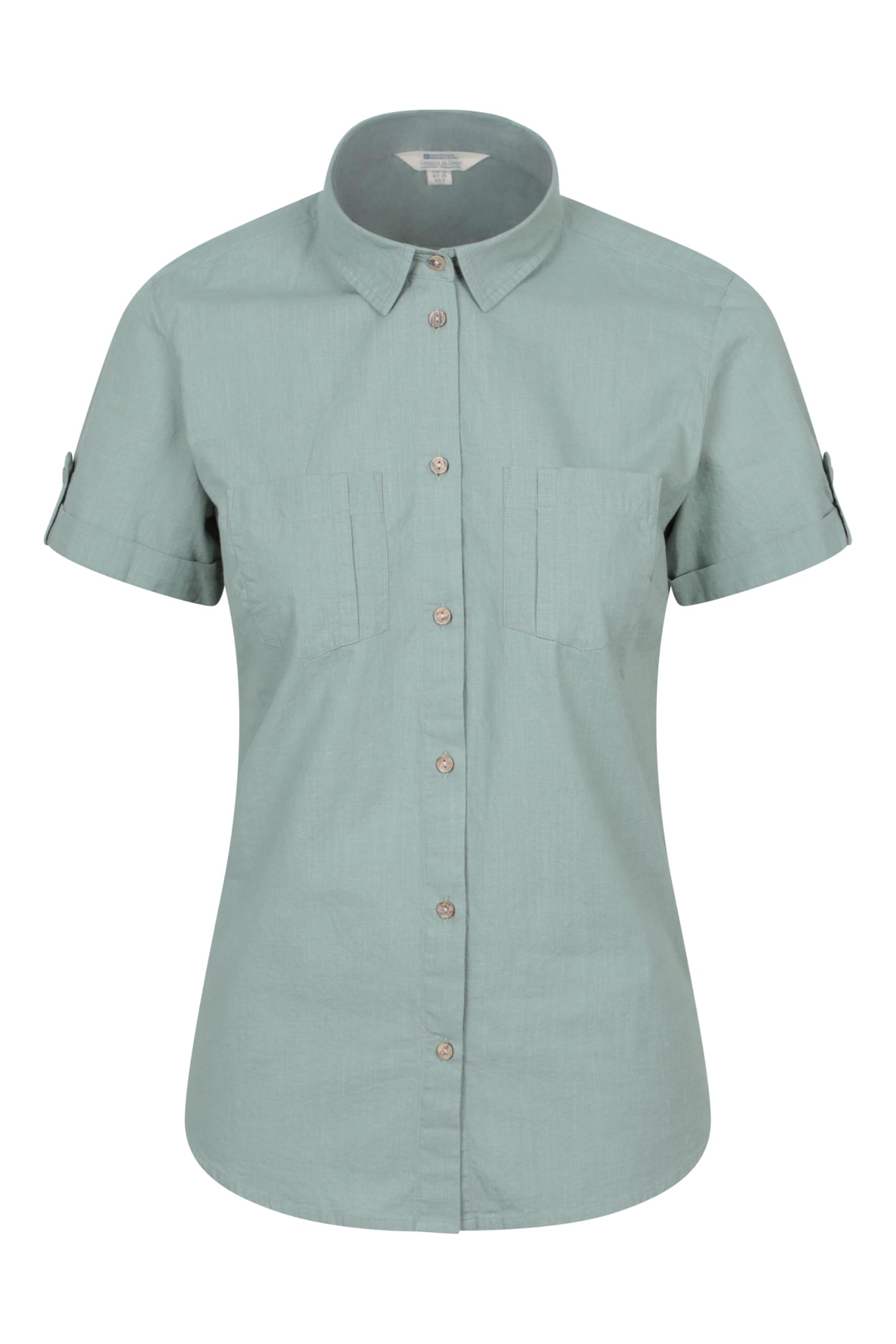 Mountain Warehouse Women's Light Khaki Coconut Short Sleeve Shirt - 100% Cotton Top, Lightweight, Breathable Blouse, Mesh Lined Tee - Spring Summer, Travelling 14