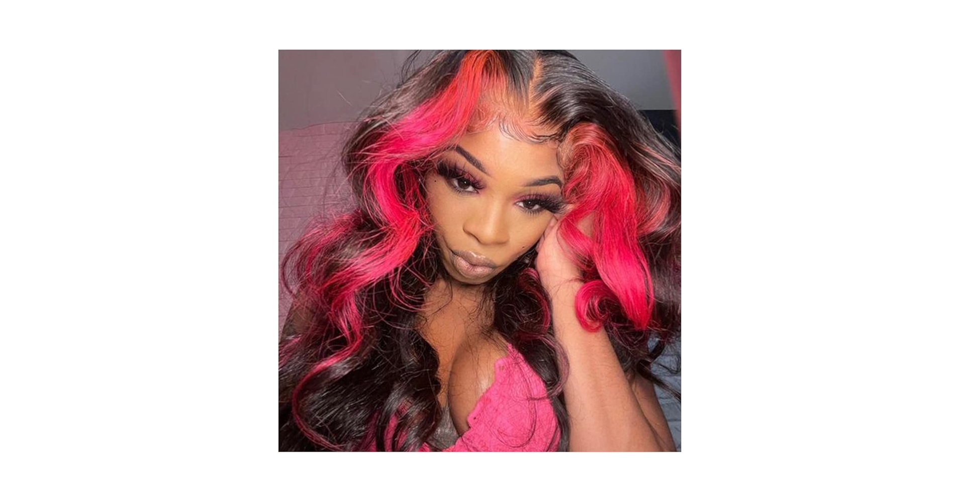 Amazon.com : zikria Skunk Stripe Wig Pink Red Lace Front Amazon.com : zikria Skunk Stripe Wig Pink Red Lace Front