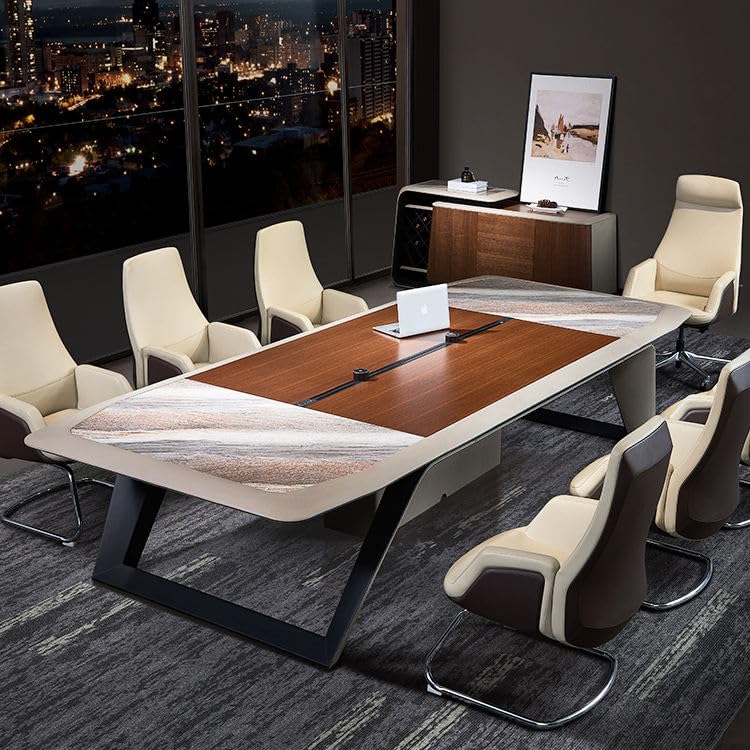 Image of Modern Oval Conference Meeting Table for Office, Boardroom, Corporate Workspace, Team Collaboration, Business Meetings (MCT-065 MDFL L8W4)