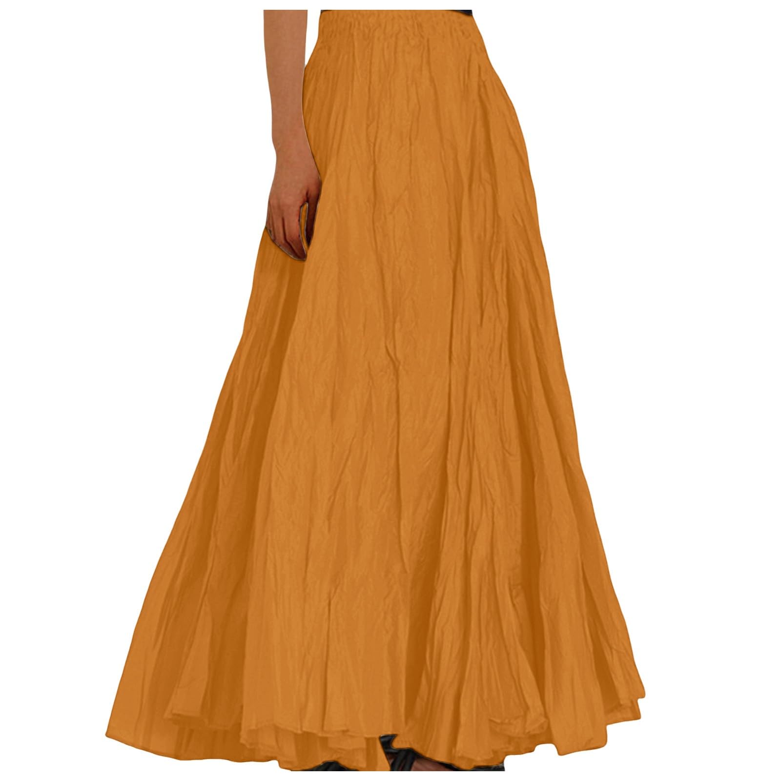 Moda Damska Casual Wysoka Talia Plisowana Sukienka Jednokolorowa Luźna Spódnica Plażowa Maxi Długa