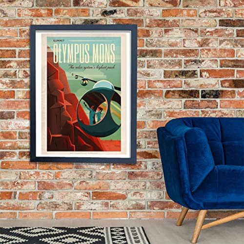 Affiche SpaceX Mars Olympus Mons encadrée format medium mat pour salon