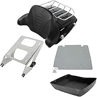 Vista 1 de TCMT 10.7 pulgadas Chopped Tour Pack Baúl Wrap-Around Backrest Portaequipajes Placa base Solo Rack Ajuste Para Harley Tour Pak Touring CVO Road King