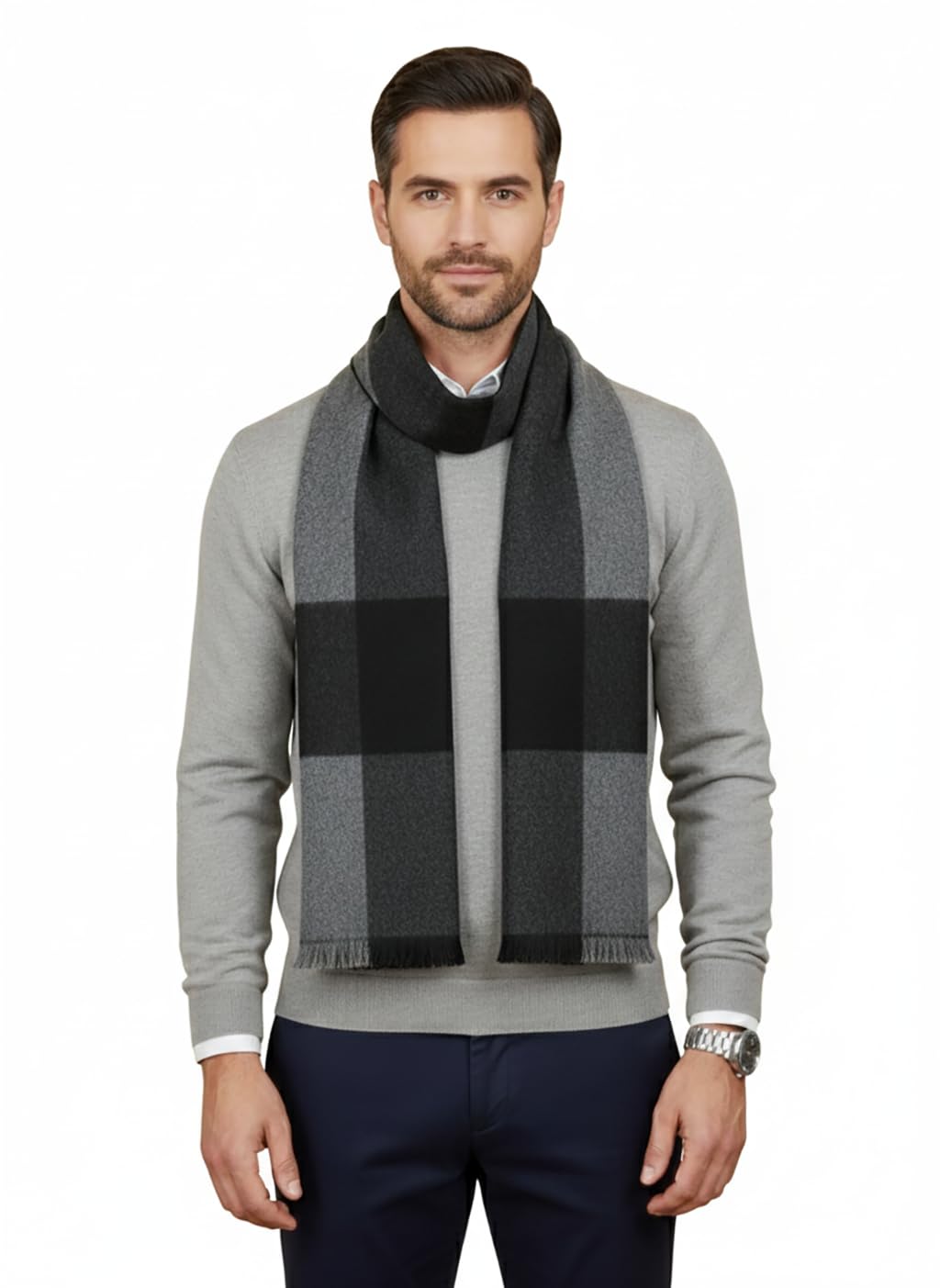 muffly Woven Reversible Printed Men's Wool & Acrylic Warm Men Muffler Cashmere Solid Winter Wear Wraps Muffler/Scarves-picture-35
