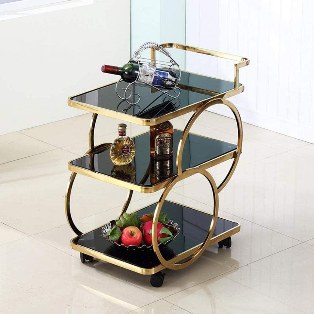 Elegante carrito de servir vino de vidrio templado para el hogar, cocina, hotel, carrito de bar móvil con diseño de coche de entrega, ideal para bebidas y servicio de comedor