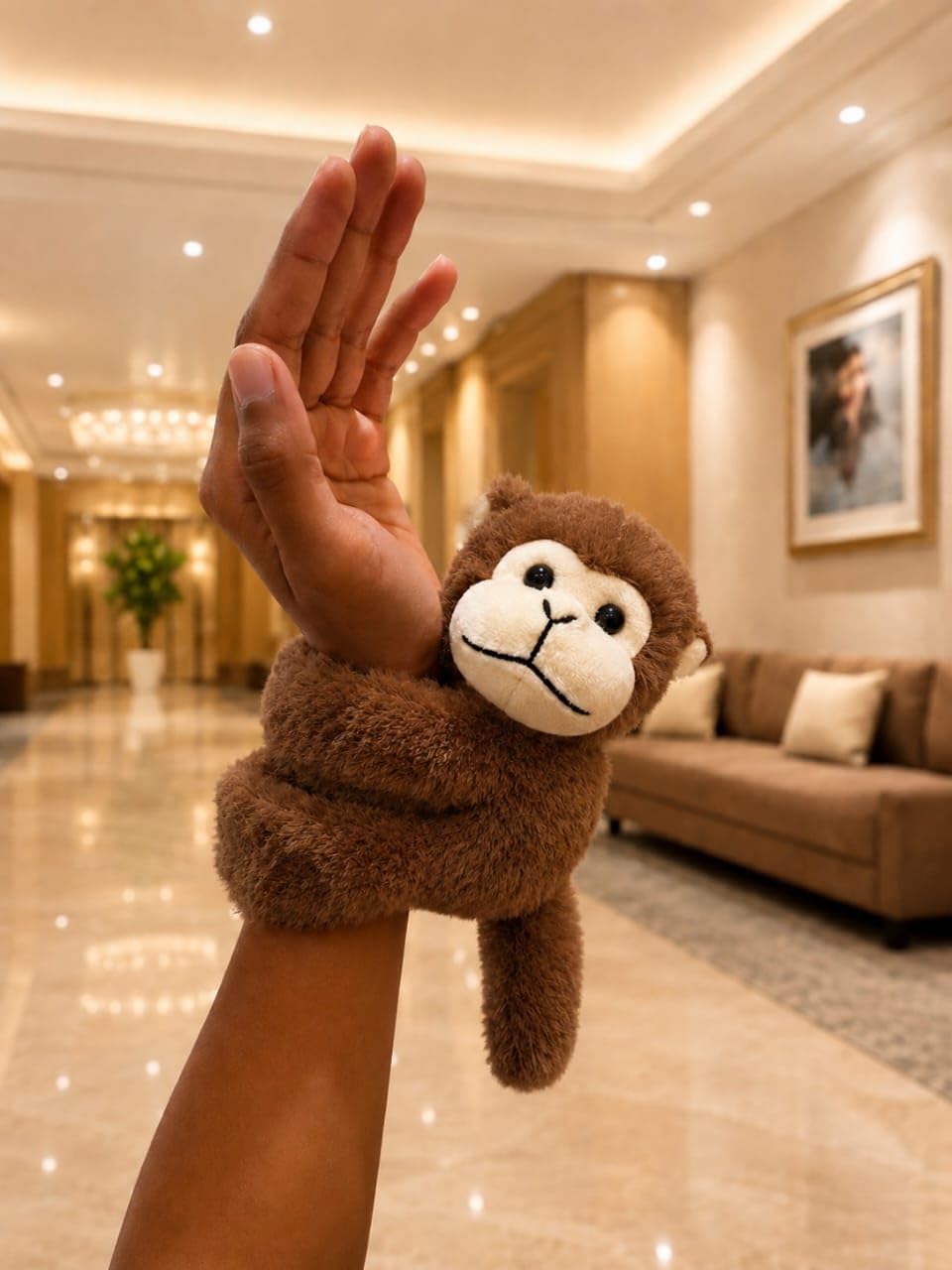 Monkey Plush Slap Bracelet Wrist Hugger Stuffed Animal Toy | Wraps Around Wrist, Soft Fluffy Texture, Kids & Adults, Brown Monkey Design, Hugging Arm Feature-image-23