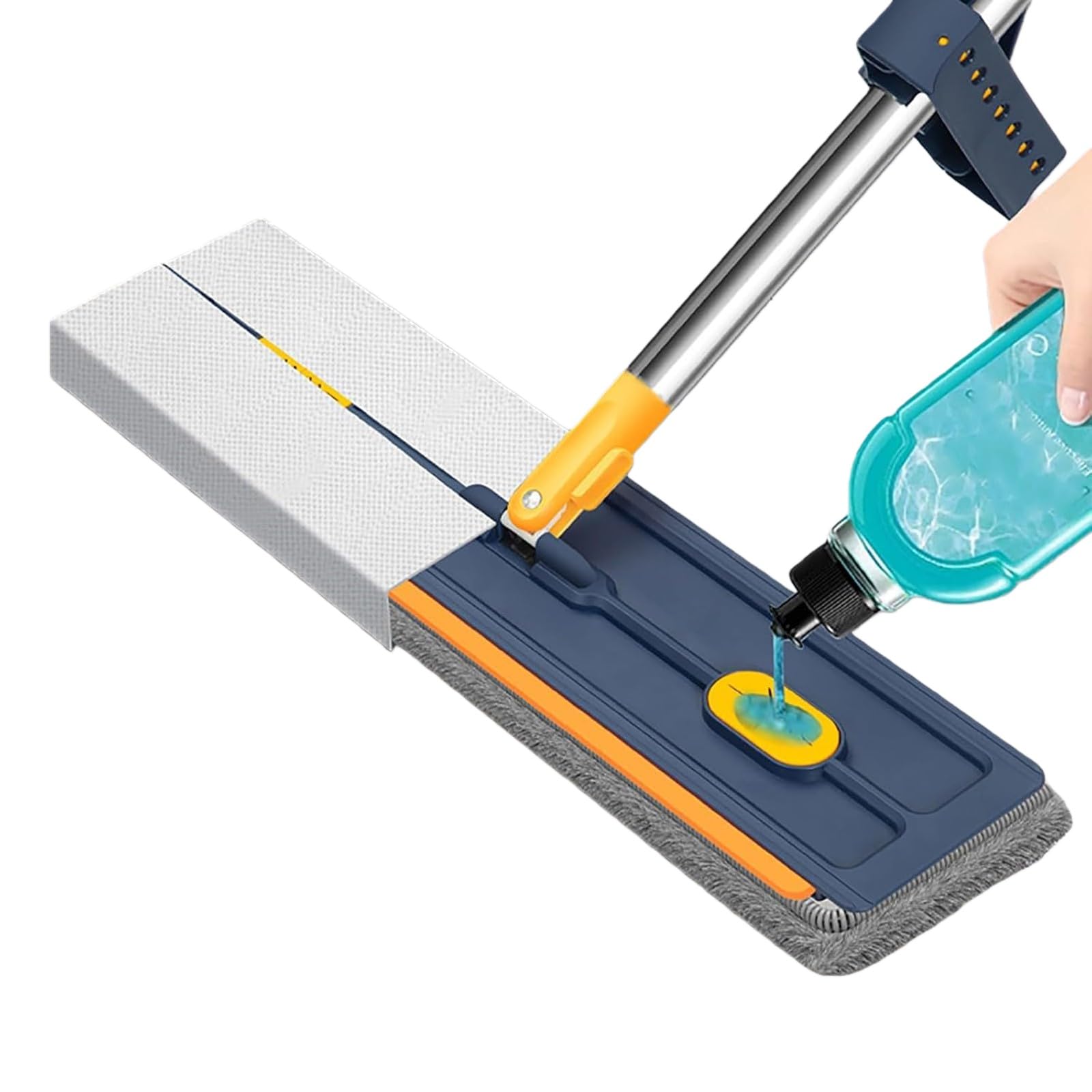 Escoba autocentrifugado con 6 paños de microfibra reutilizables para suelos de cerámica y madera dura