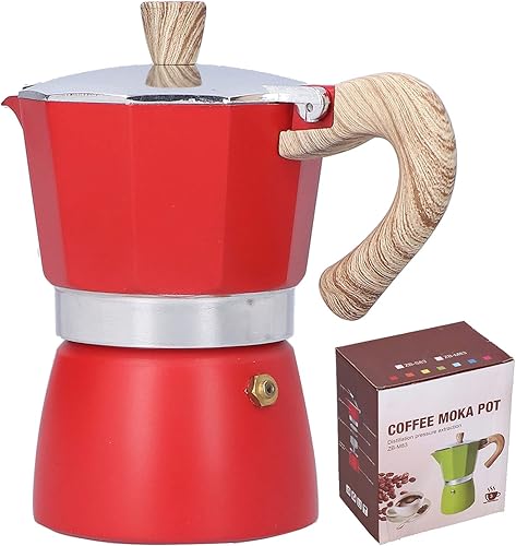 Miniatura 6 de Cafetera de café expreso para estufa, colorida cafetera cubana de 4 tazas Moka Pot Classic Italian Espresso Pot para capuchino (rojo)