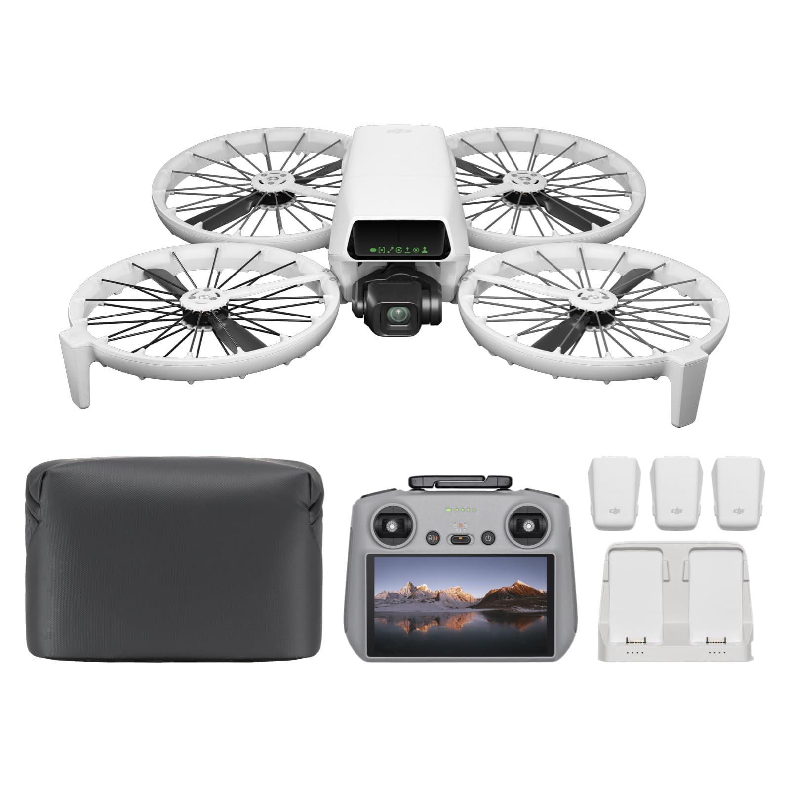 El Pack DJI Flip Fly More Combo (Control Remoto con Pantalla RC 2), dron con cámara 4K UHD para Adultos, despegue Desde la Palma, Retorno automático, 3 baterías para un Tiempo máx. de Vuelo de 93 min