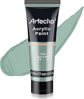 Artecho Peinture Acrylique 120ml Vert Sauge, Acrylic Paint, Peinture pour Toile, Tissu, Bois, Roche, Papier, Verre.