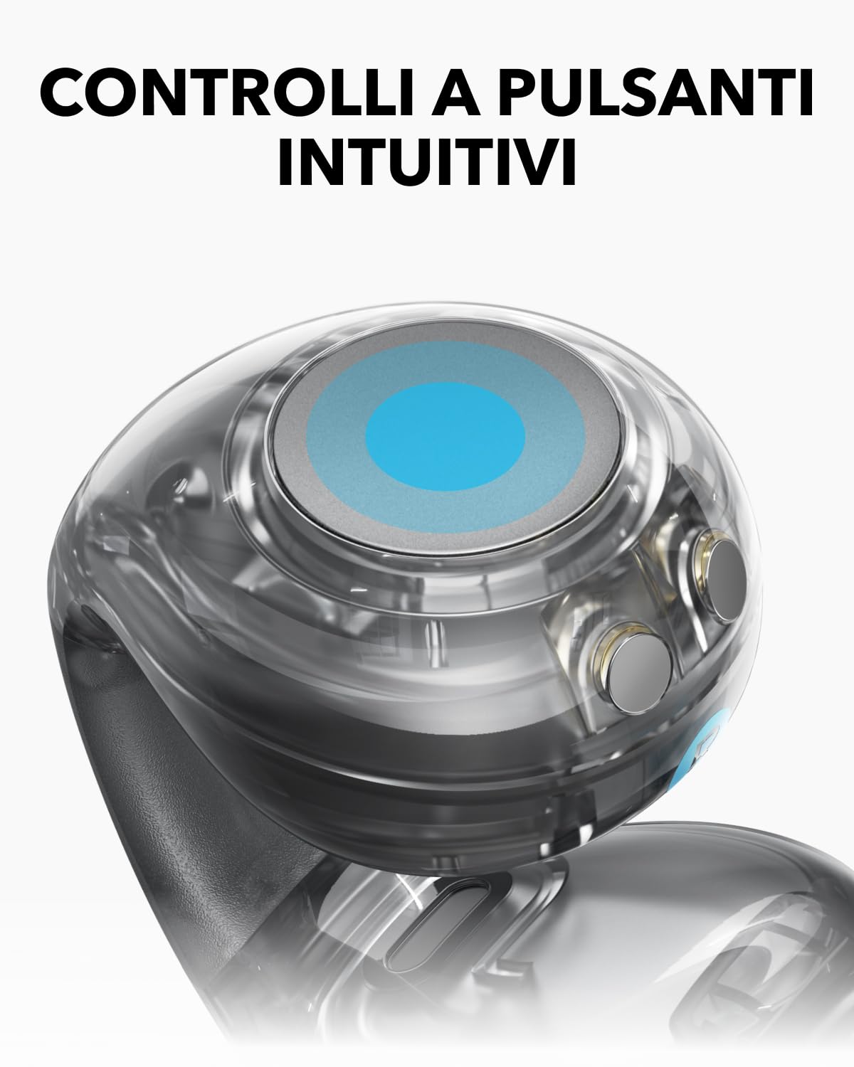 soundcore C40i di Anker, Auricolari open-ear, cuffie clip-on, design flessibile, controlli a pulsanti, comfort leggero, vestibilità stabile, supporti auricolari intercambiabili,driver con suono chiaro | Design flessibile, comandi a pulsante, comfort legge