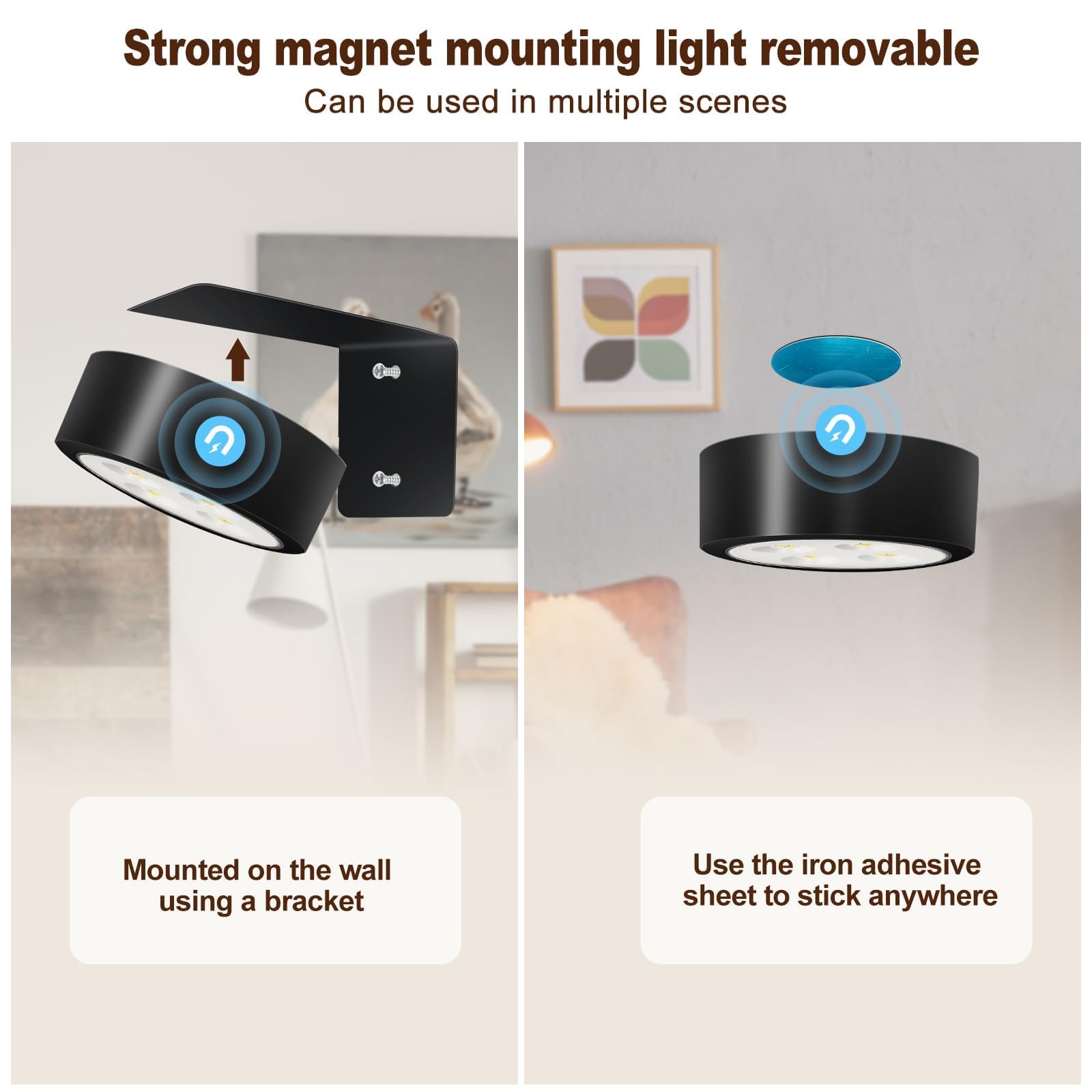 TTQ 4 luci magnetiche per quadri, funzionamento a batteria, con telecomando e timer dimmerabile, luce nera senza fili, decorazione per pareti, cornici e ritratti