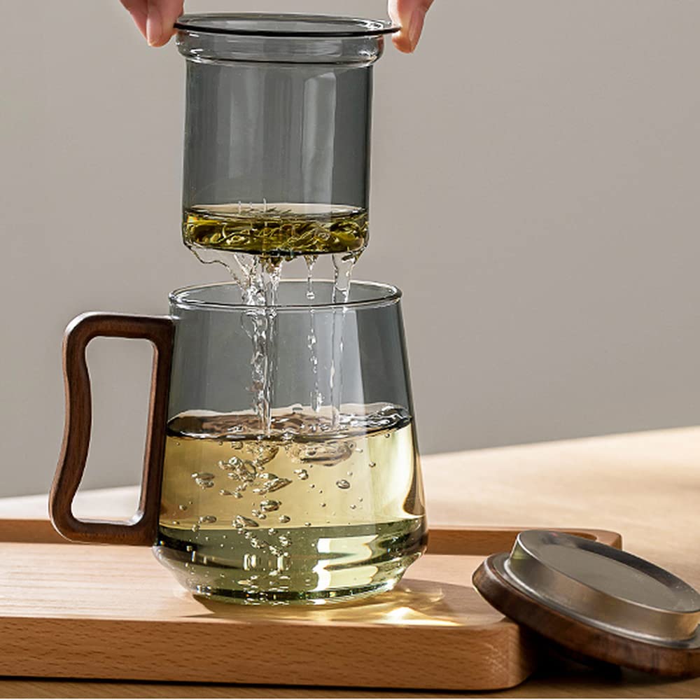 Kryształowy kubek do kawy, szklanki filiżanki do kawy/herbaty, 500 ml szklany kubek do herbaty separacja wody kubek biurowy kubek do herbaty Kung Fu zestaw do herbaty
