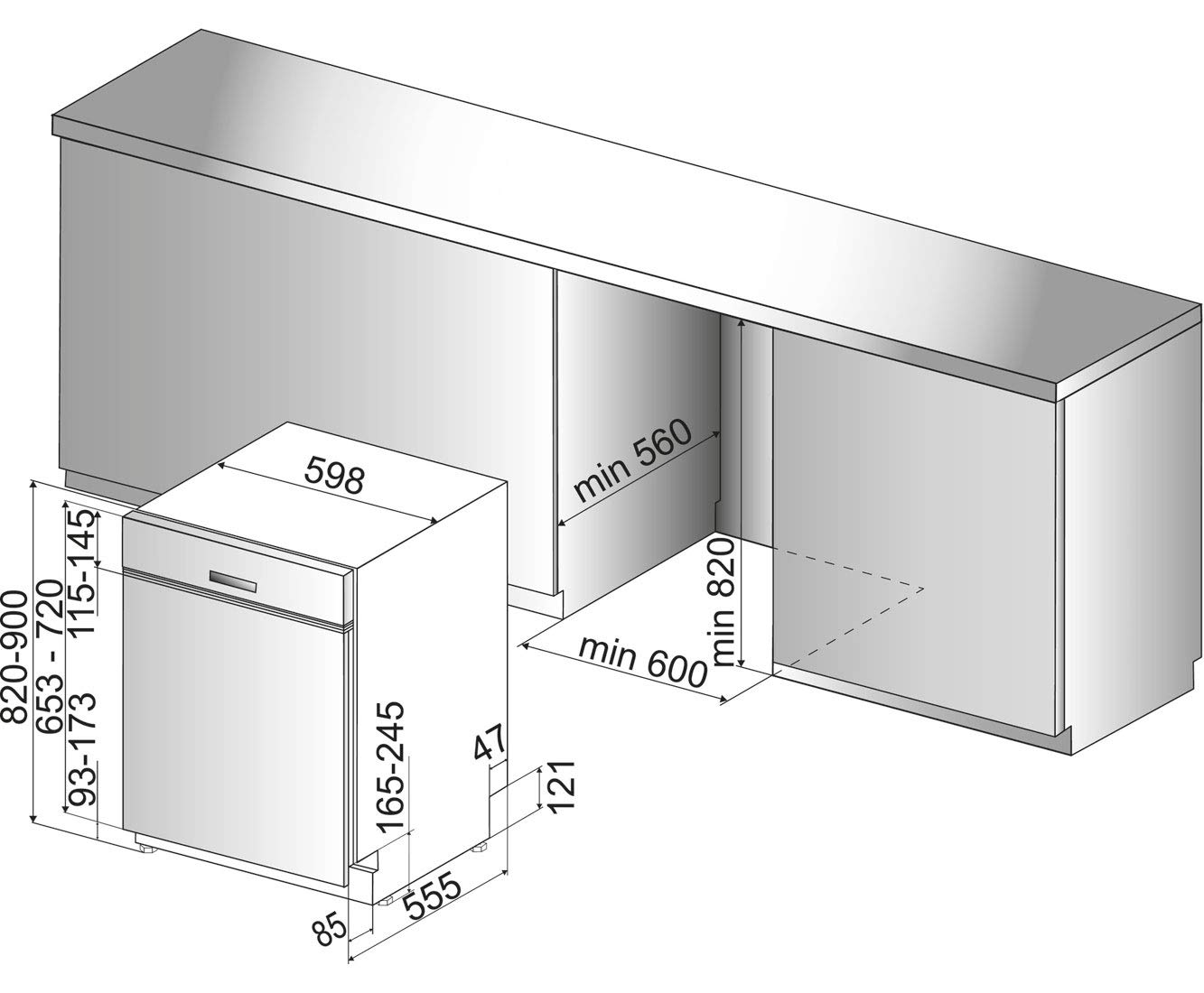 Bauknecht IBBO 3C26 X Teilintegrierter Geschirrspüler 60cm 14 Gedecke Active Dry Sensorprogramm Edelstahl
