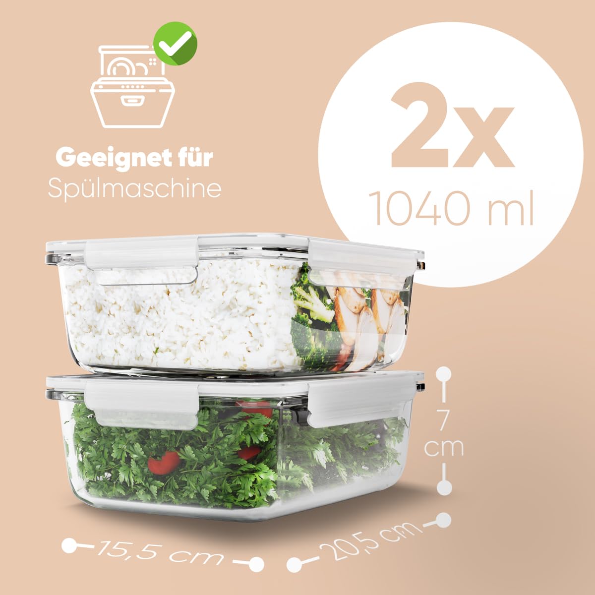 Image secondaire de Ensemble de 2 Récipients en Verre Classbach avec Couvercle Hermétique