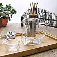 Vista 9 de Tetera de vidrio de 11.8 onzas con infusor, vidrio de borosilicato, 11.8 fl oz, transparente, acero inoxidable, apta para lavavajillas