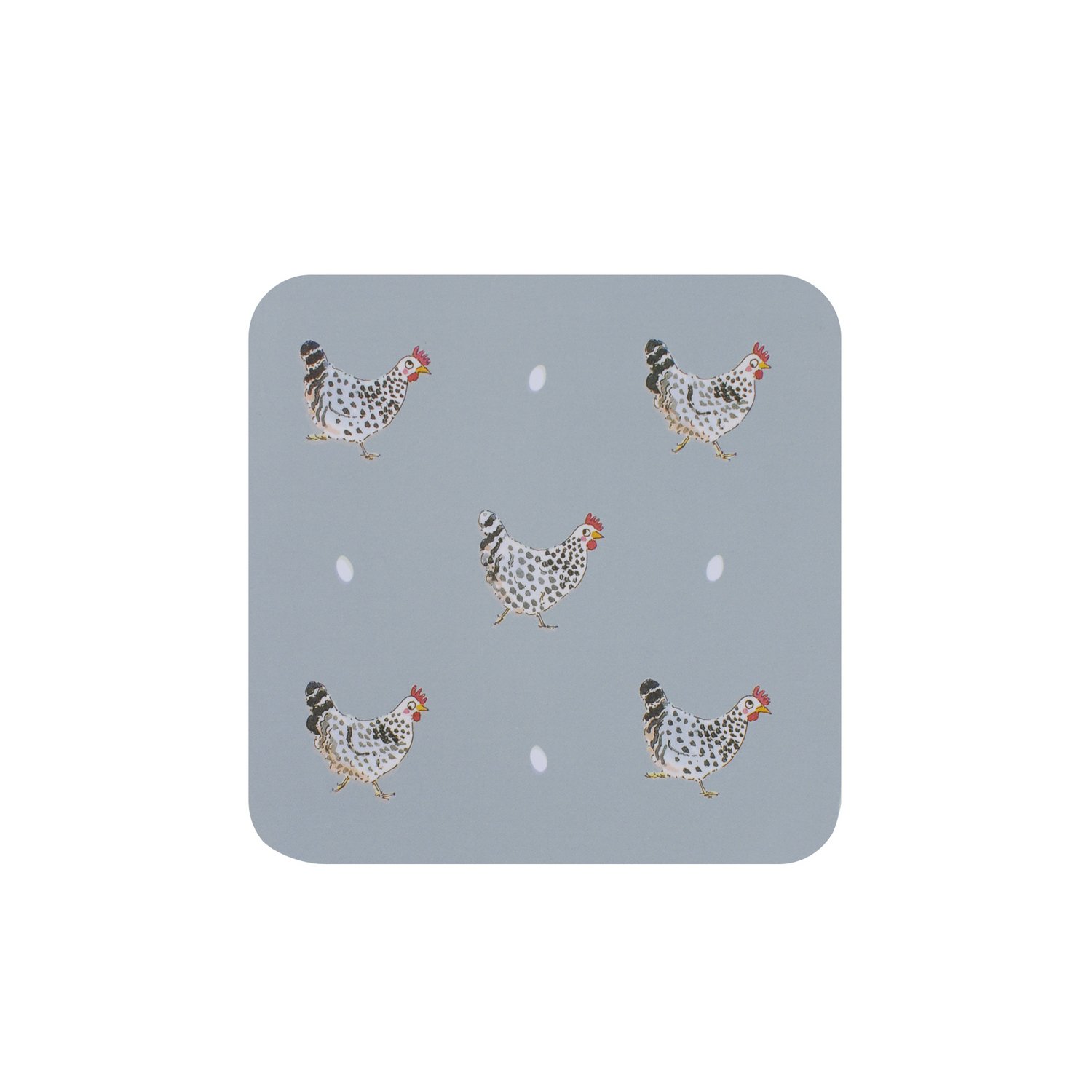 Sophie Allport - Chicken Coasters, Set of 4, Heat Resistant, Cork Backed, Protect Furniture, Stylish Print