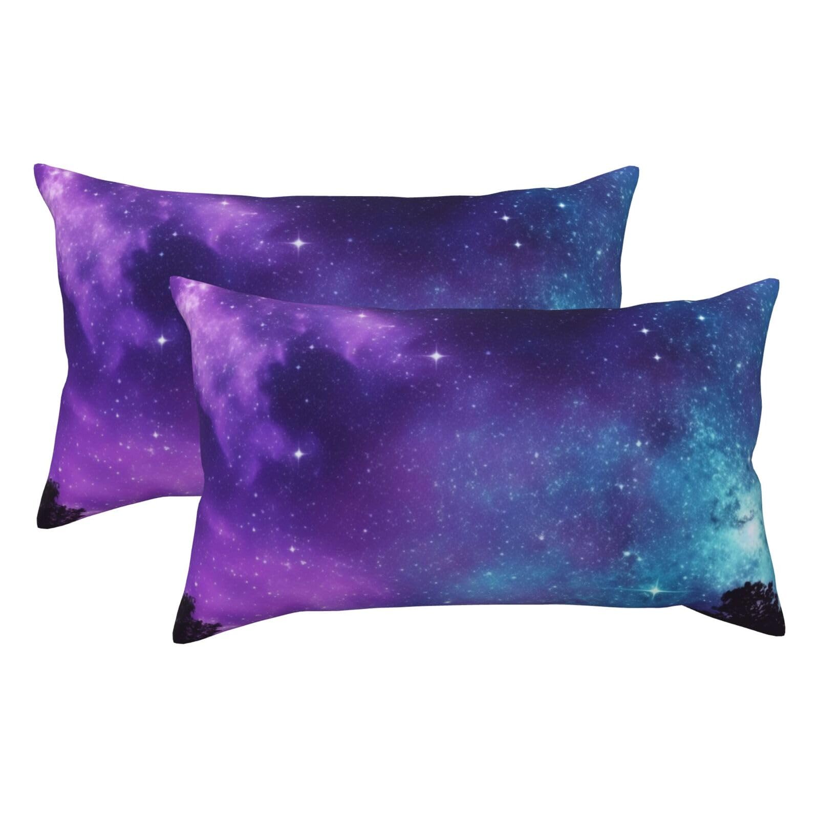 2 Pack King Pillow Cases with Hidden Zipper, Soft Breathable Pillow Covers for Hair and Skin, Purple Starry Sky Pillowcases 20"x36" Bed Pillow Protectors Cover for Sleeping Gifts