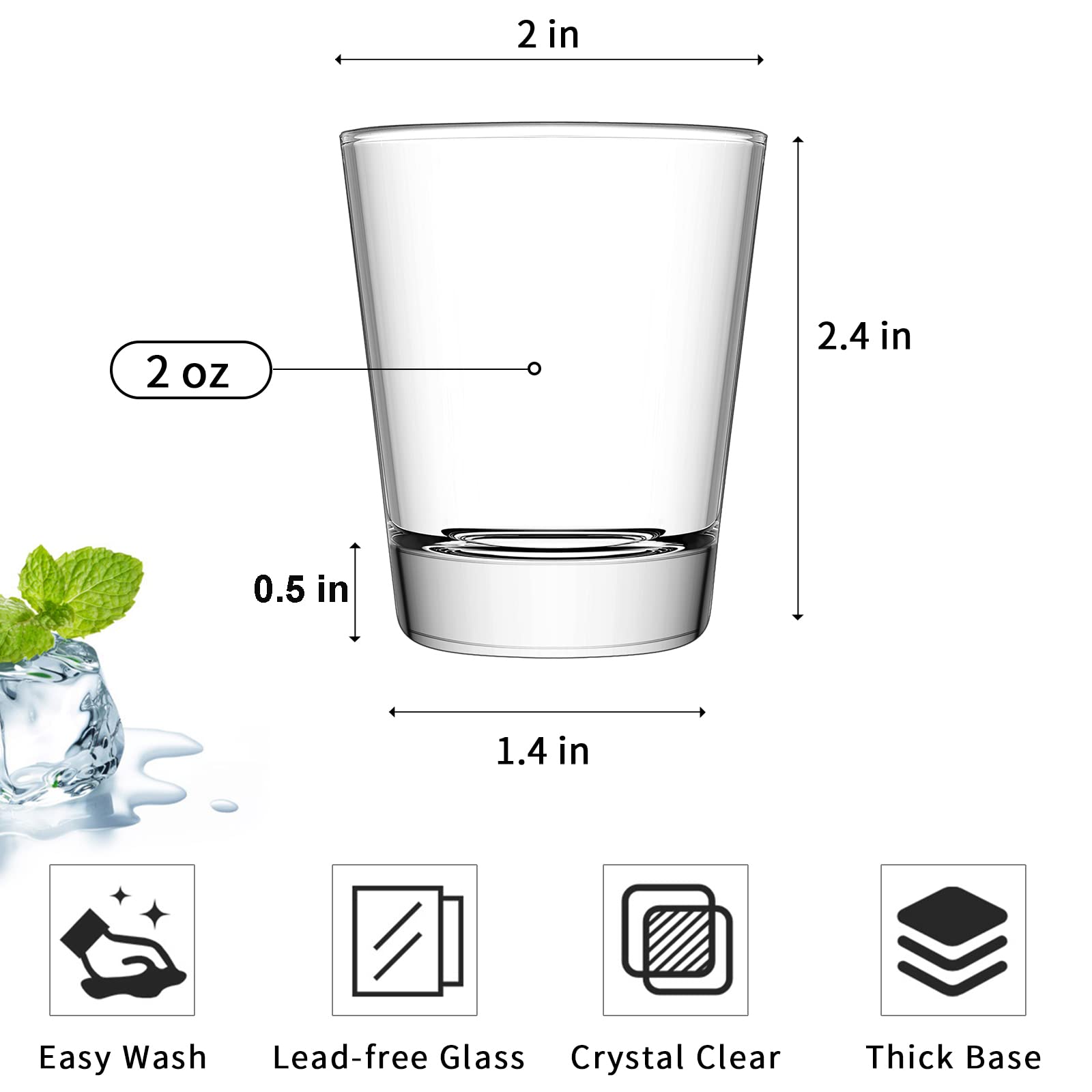 Juego de 36 vasos de chupito de base pesada a granel de 2 onzas con dados para beber vasos de chupito de 2 onzas para espresso, whisky, licores y tequila