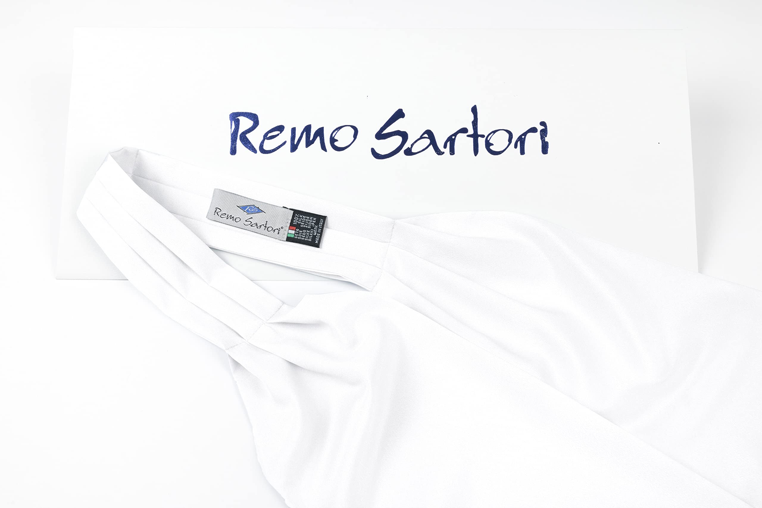 Remo Sartori Uni Cravate Ascot Foulard, 100% Soie, doubles-pointées, Fabriqué en Italie, Homme