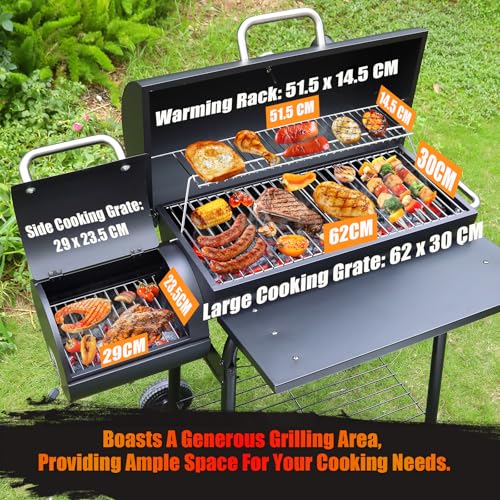 Charcoal BBQ Grill With Offset Smoker: Large Oil Drum Barbecue Barrel Grill For Outdoor Garden 5 Charcoal BBQ Grill With Offset Smoker: Large Oil Drum Barbecue Barrel Grill For Outdoor Garden - Image 5