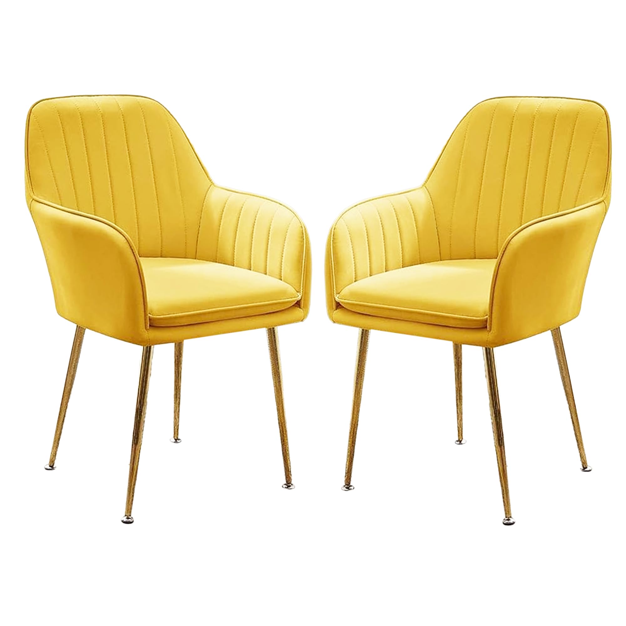 Toxigo Modern Upholstered Accent Chair with Soft Padded Seat & Backrest, Sturdy Metal Legs for Kitchen & Dining Room, Velvet Dining Chair with Cushioned Seat & Ergonomic Back (Yellow) 1