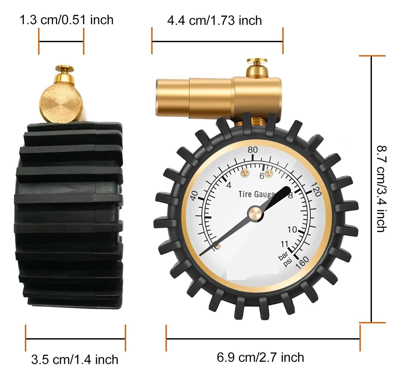 Manometr Zaworu Nadmiarowy Ciśnienia Powietrza Dla Opon Rowerowych Szosowych Zakres Do 160 PSI 30 BAR Rowerowy(160 PSI 11 BAR)
