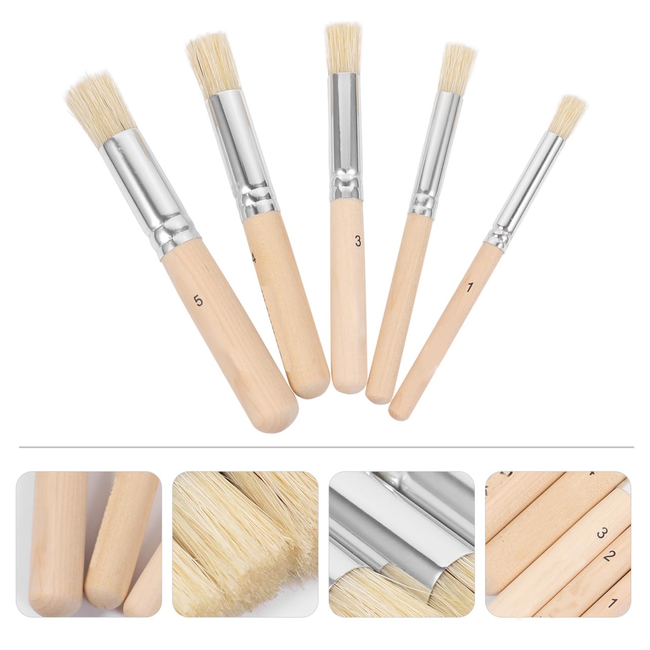 SEWACC 3 Series Pinceles De Natural con Mango De Madera para Y Plantillas para Artistas Y Manualidades 5 Piezas X 3