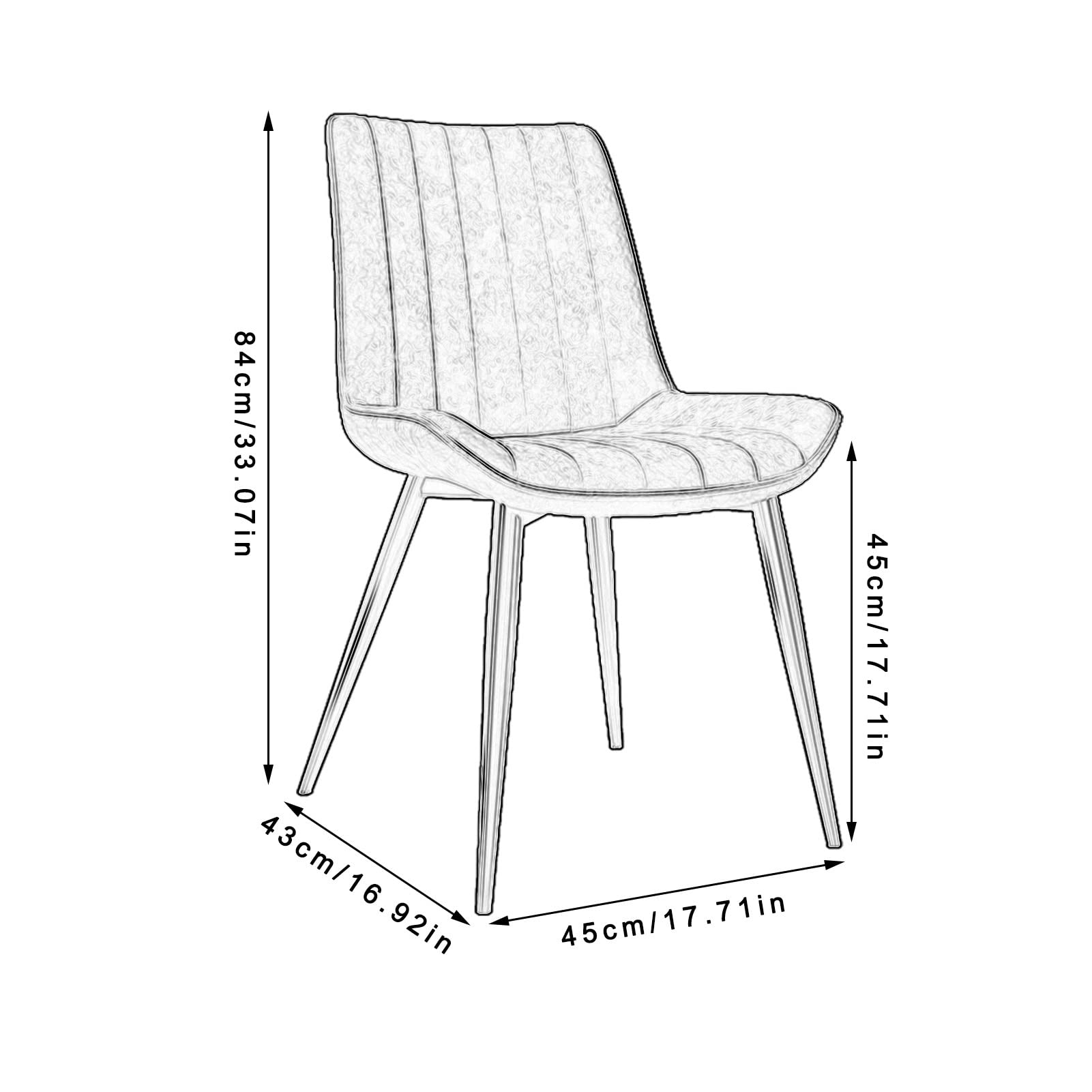 SJIALEN Modern PU Leather Dining Chairs Set of 6, for Office Lounge Kitchen Bedroom Chairs Sturdy Metal Legs Makeup Chair Kitchen Chair (Color : Light Gray, Size : Black Legs)