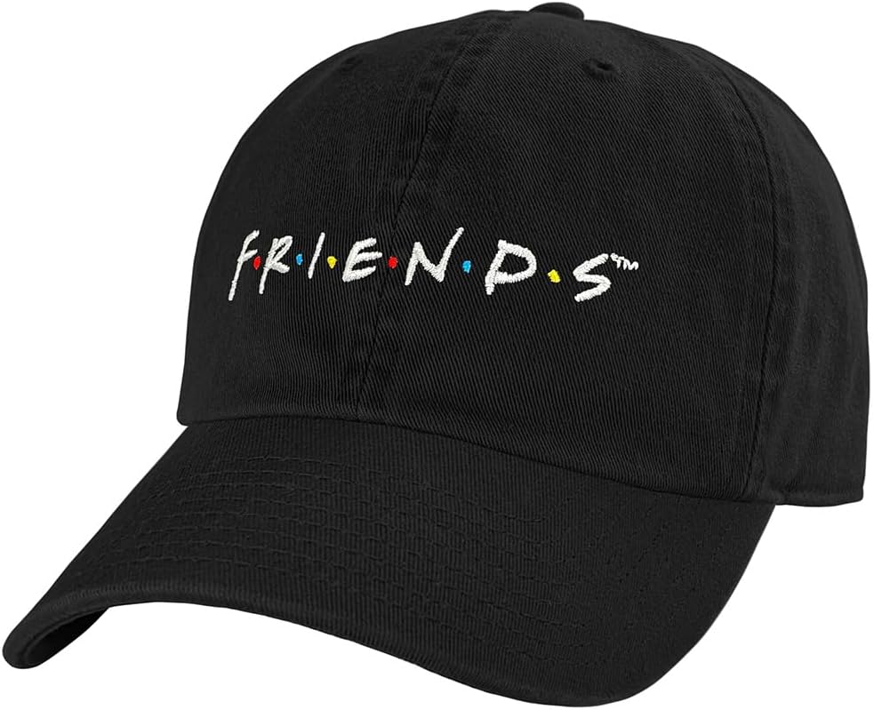 Popfunk Official Friends White Logo Dad Hat - The U18 Adjustable Relaxed-Fit Cap - Unisex for Men and Women, Black