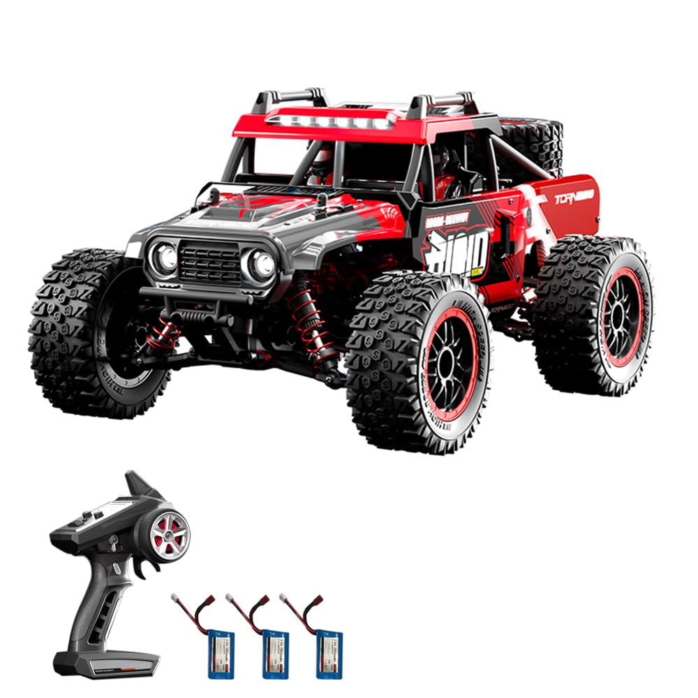 Hylukon Remote Control Car for Teens Adults, 43+ MPH High Speed Brushless RC Truck, 2.4GHz 4WD All Terrain Climbing Car with LED Lights, Off-road RC Car Electric Vehicle Gift for Teens