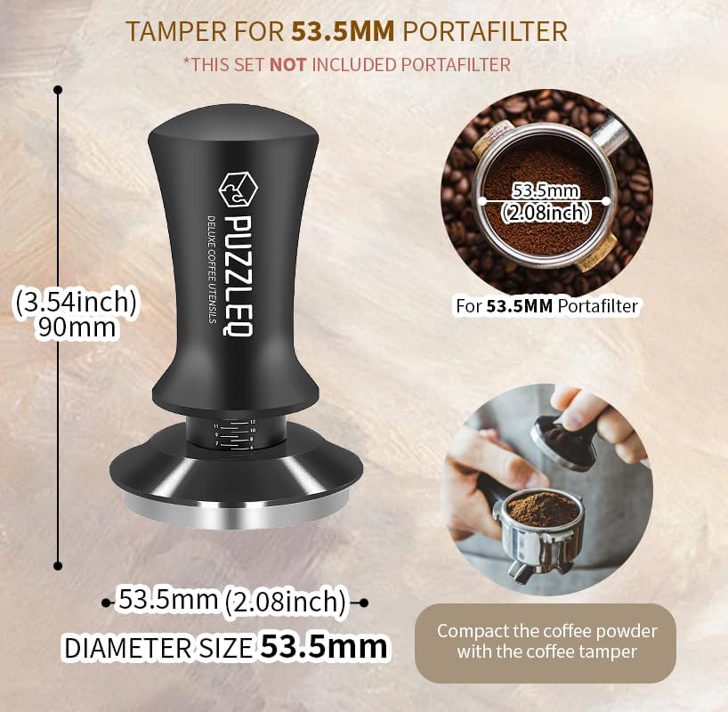 54mm Espresso Accessories Kit, Spring Loaded Calibrated Tamper,mat，WDT Tool，Dosing Funnel，Puck Screen kit，Basket Removal Tool ，Cleaning ClothSet,Fits 54mm Breville Espresso Coffee Machines (54MM)