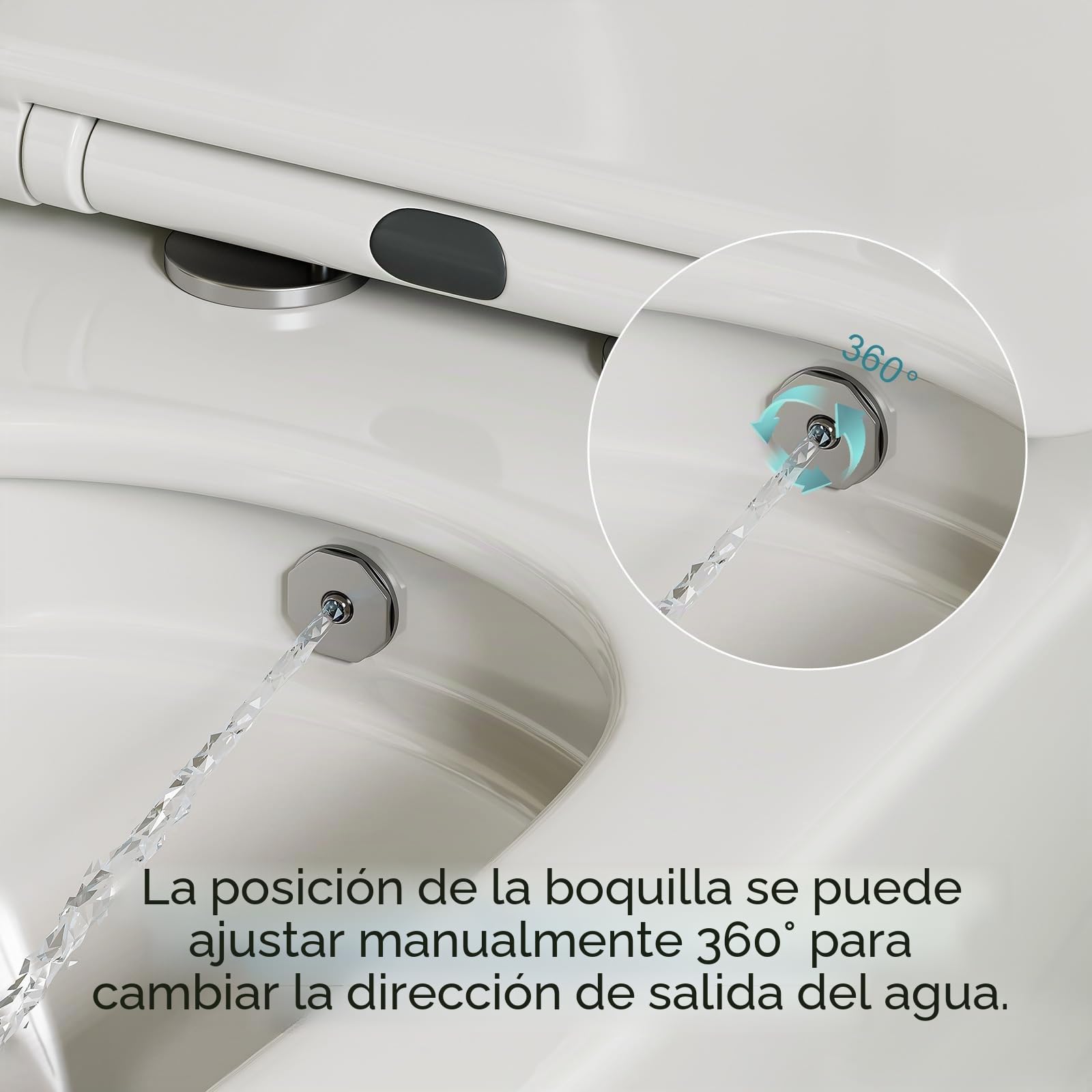 Inodoro de ducha con boquilla integrada, inodoro colgante con función de bidé, inodoro Taharet con nanorevestimiento, inodoro con ducha con grifo, asiento de inodoro con cierre automático, 53×36×35 cm