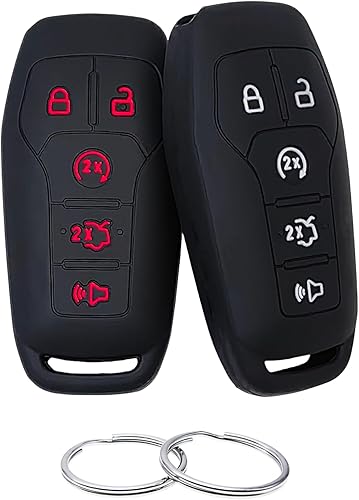 Funda de goma de silicona para llavero compatible con Ford Edge Explorer F-150 F-250 Super Duty F-350 Super Duty Fusion Mustang Lincoln MKX