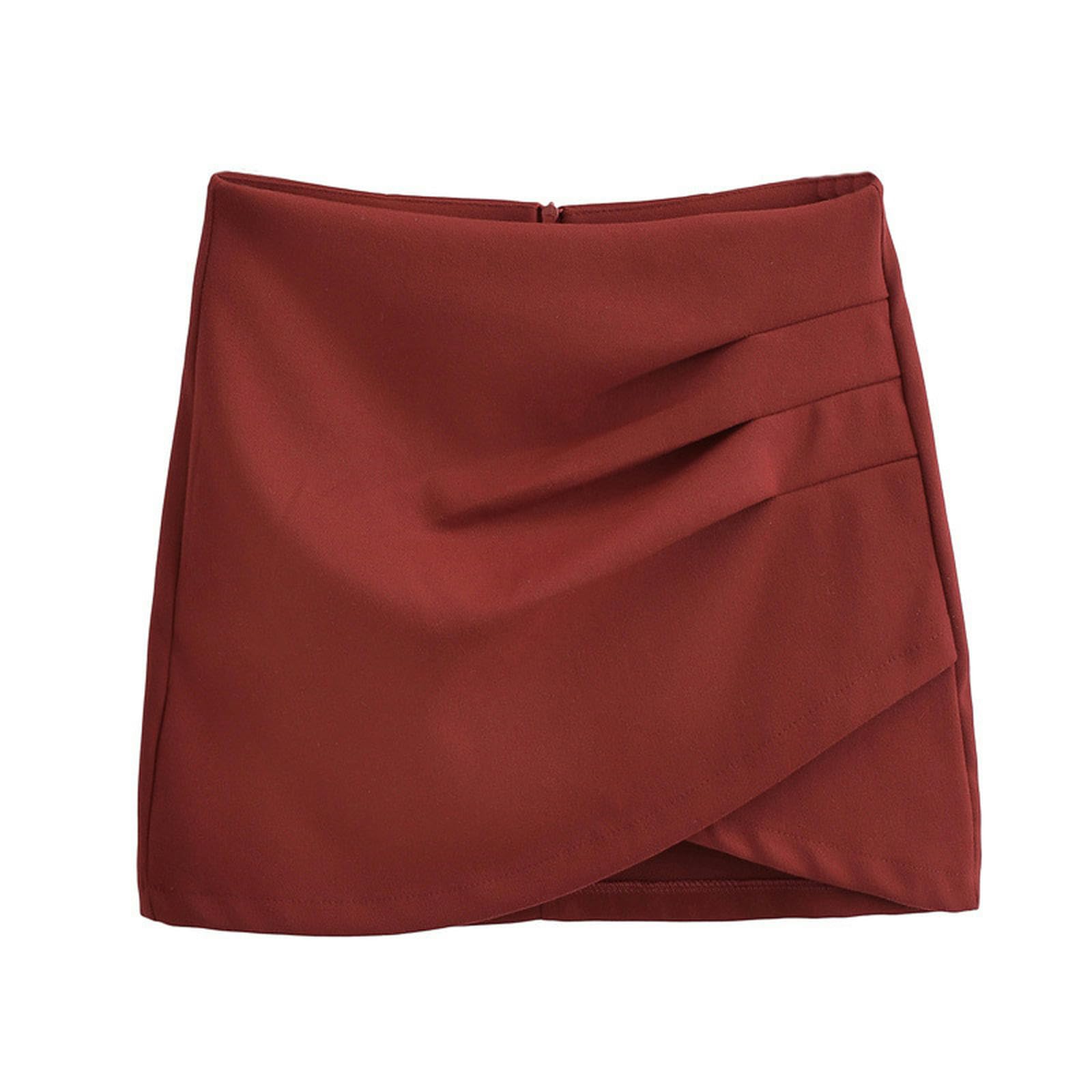 Jupe plissée taille haute minceur en bordeaux pour affiner la silhouette en L