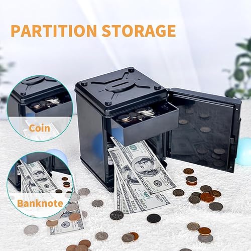 Miniatura 2 de Alcancía electrónica segura para niños, moneda en efectivo, mini alcancía de cajero automático, con contraseña y cajero automático LCD para niños y