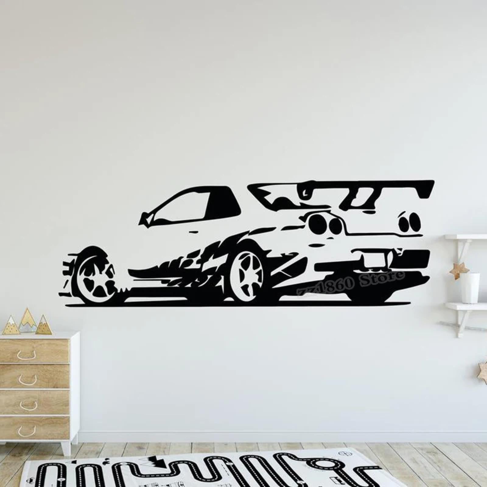 Youousi Black Supercar Stickers, Car Wall Decals, Racing Car Stickers, Children's Room Car Enthusiast Room Decorations, Vinyl Art Decals