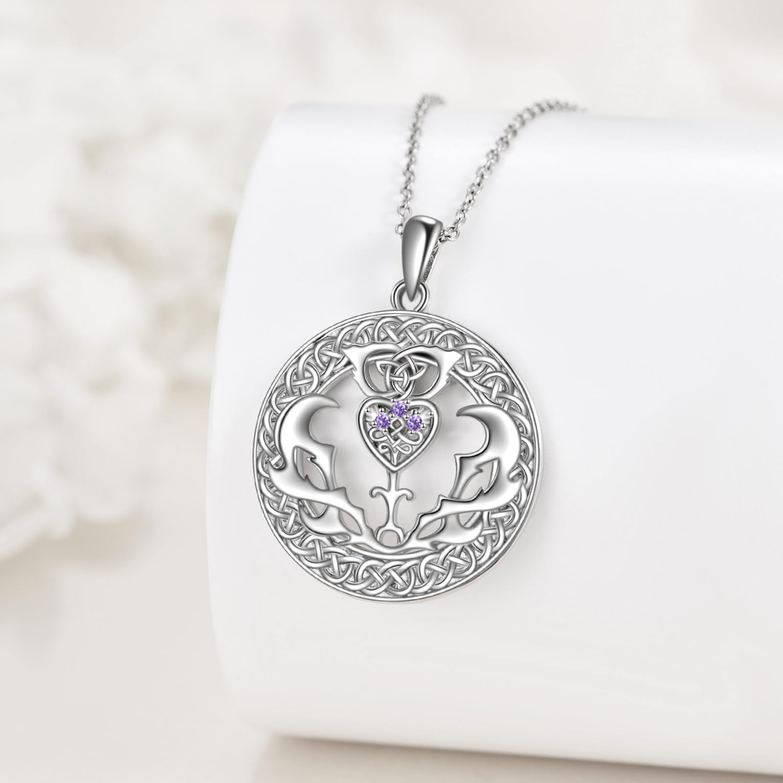 YAFEINI Schottische Distel Halskette für Damen Silber 925 Keltischer Knoten Kette Anhänger Schottland Blume Outlander Irischer Schmuck Geschenke für Mädchen