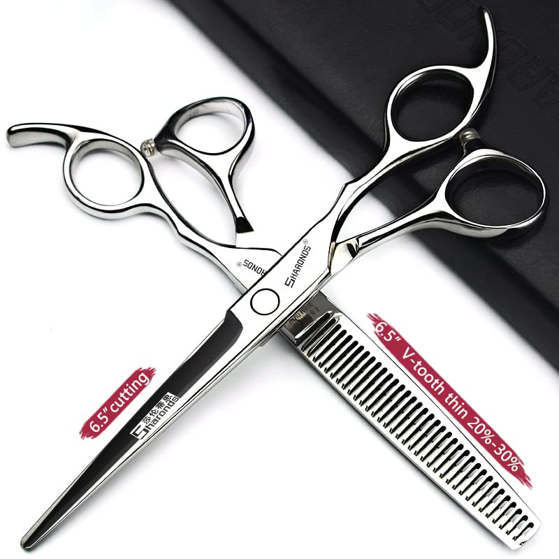 6.5/7/7.5-inch Japanese Professional Hair Clipper Styling Hair+Alicia Black Slimming Scissors (6.5 inches, 2 Pieces-B) - Image 2