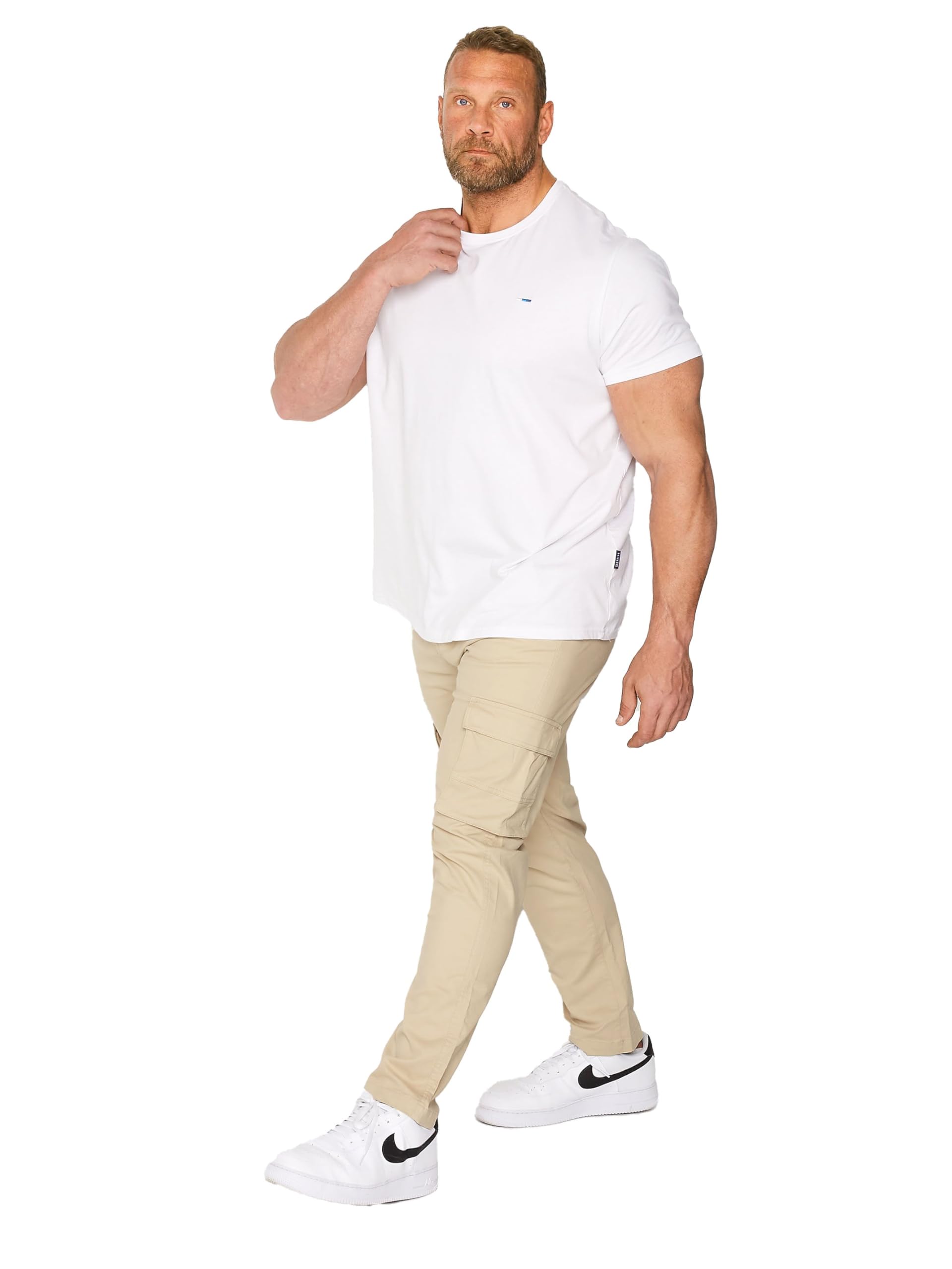 Badrhino Men's Brown Big & Tall Beige Stretch Combat Cargo Trousers - Plus Curve 58 Plus