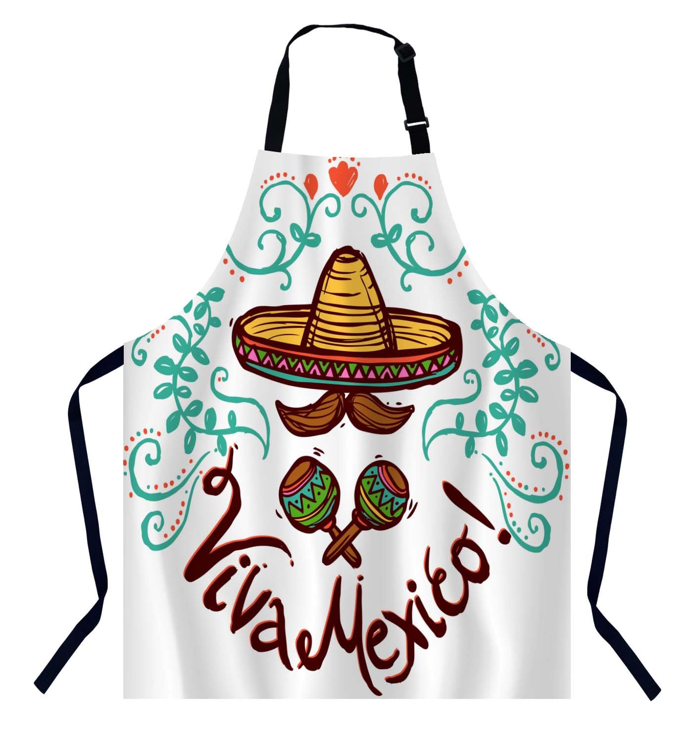 Bgbdeia Men's Mexico Pattern Chefs Apron, Cooking And Baking Apron For And Wo, Kitchen Apron, Butchers Apron, Bbq & Catering Bibs