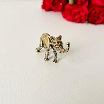 Miniature Elephant Figurine, Brass Elephant Figurines, Retro Elephant Statue Ornament, Dollhouse Miniature Elephant, Mini Micro Garden Landscaping Decoration